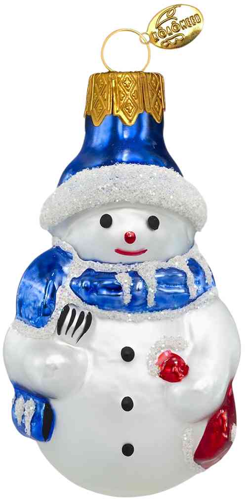 Ёлочное украшение Коломеев Снеговик с метлой, стекло