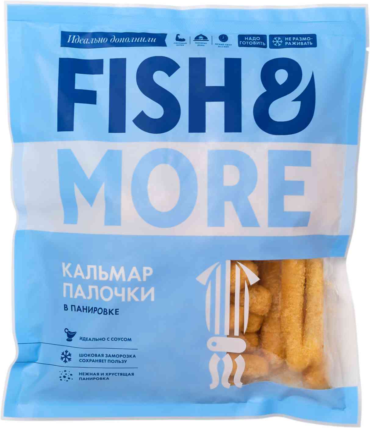 Кальмаровые палочки панированные Fish&More
Кальмаровые палочки панированные Fish&More