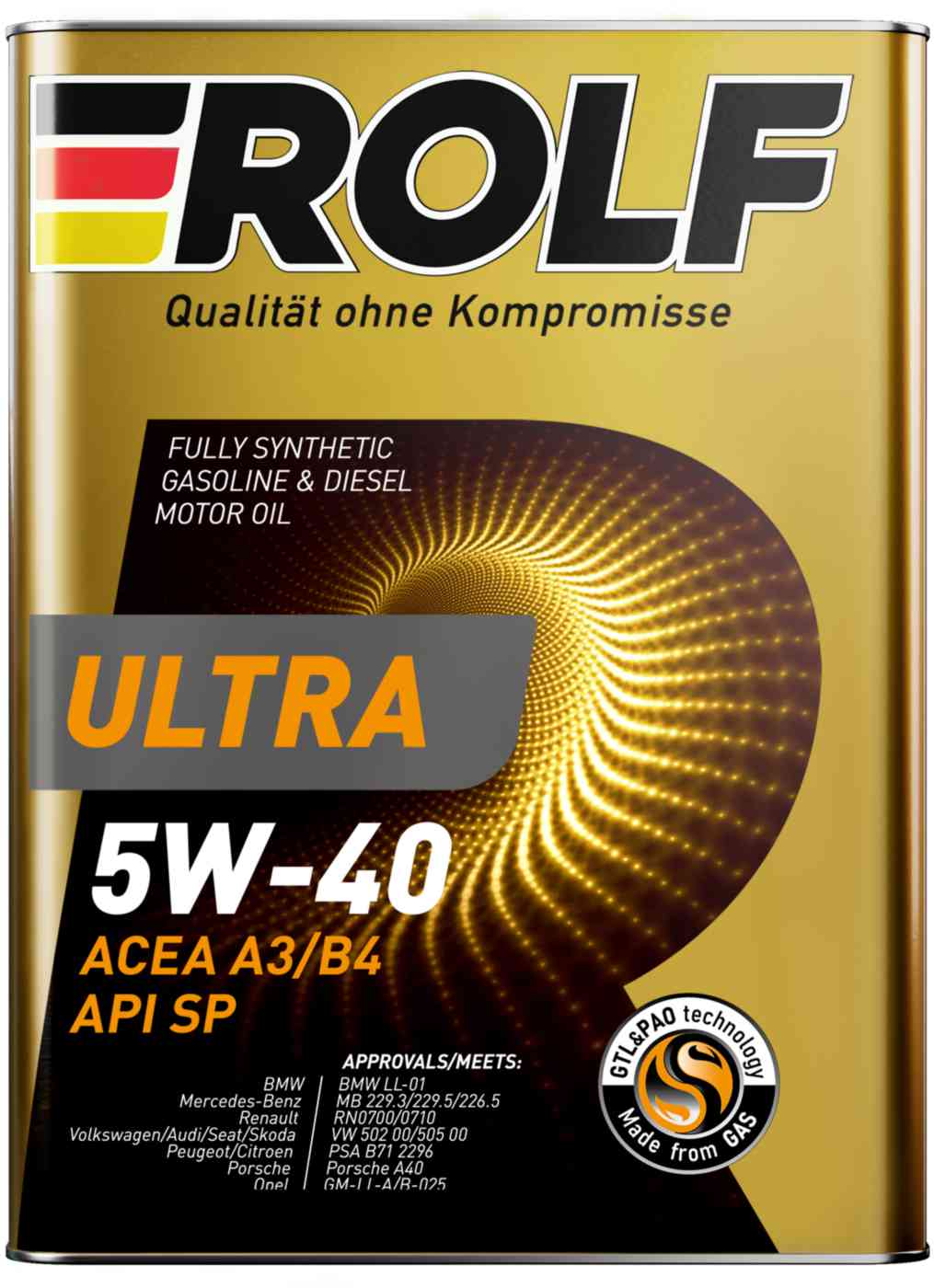 Масло моторное синтетическое ROLF Ultra SP A3/B4 5W-40
Масло моторное синтетическое ROLF Ultra SP A3/B4 5W-40