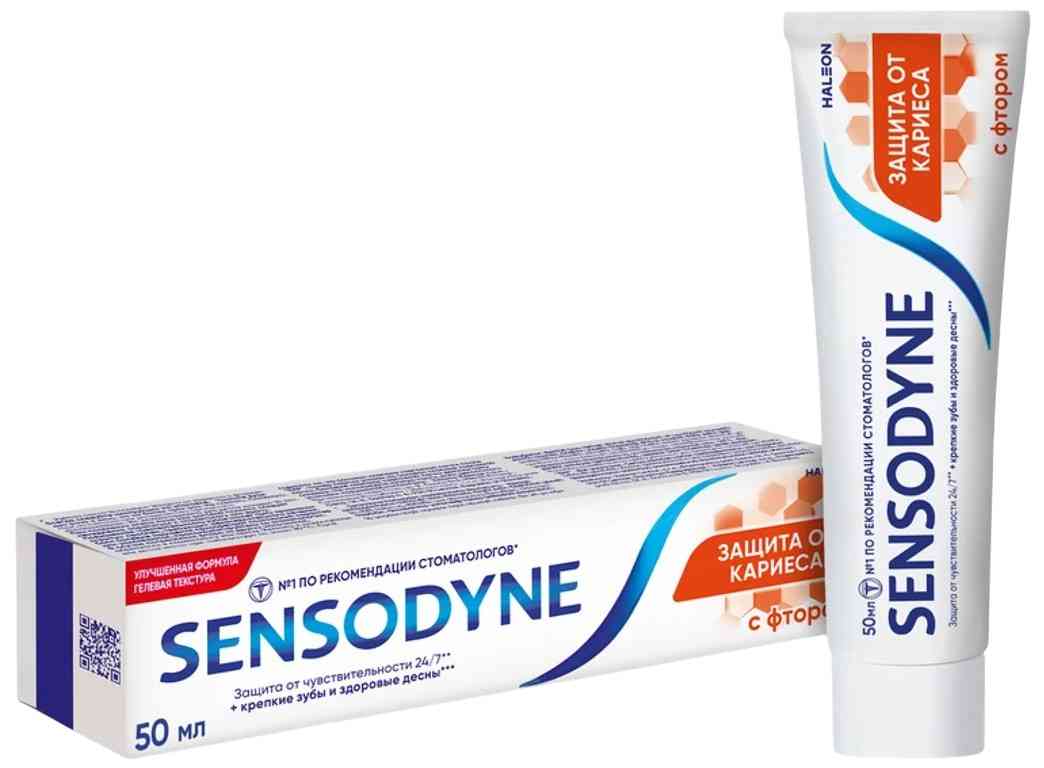 Зубная паста для чувствительных зубов Sensodyne Защита от кариеса с фтором
Зубная паста для чувствительных зубов Sensodyne Защита от кариеса с фтором