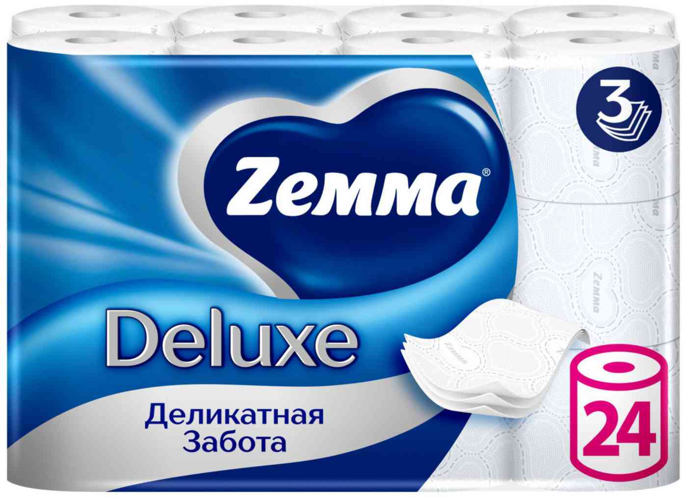 Туалетная бумага Zemma Deluxe Деликатная забота 3 слоя
Туалетная бумага Zemma Deluxe Деликатная забота 3 слоя