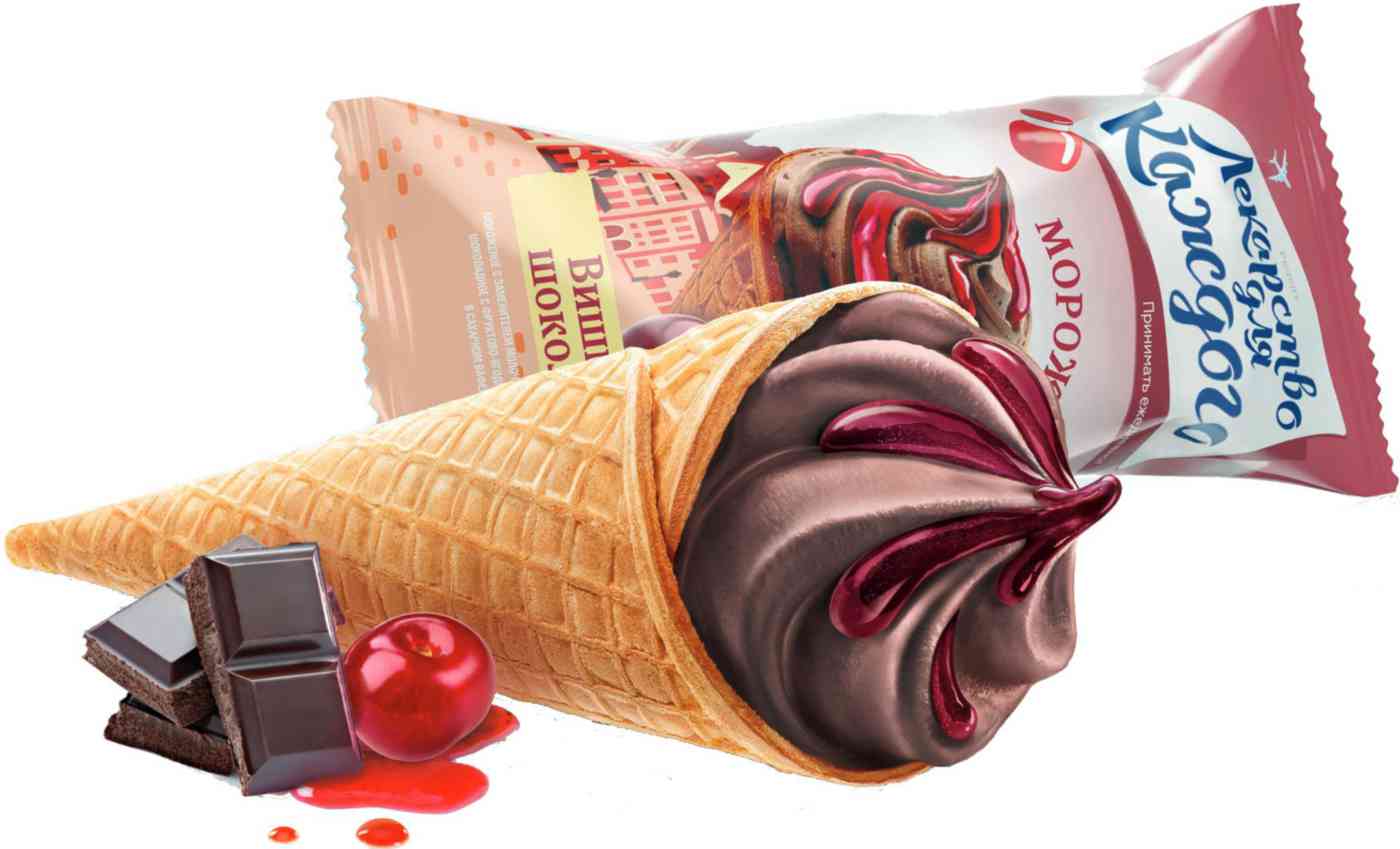 Мороженое Лекарство для каждого вишнево-шоколадное в сахарном рожке
Мороженое Лекарство для каждого вишнево-шоколадное в сахарном рожке