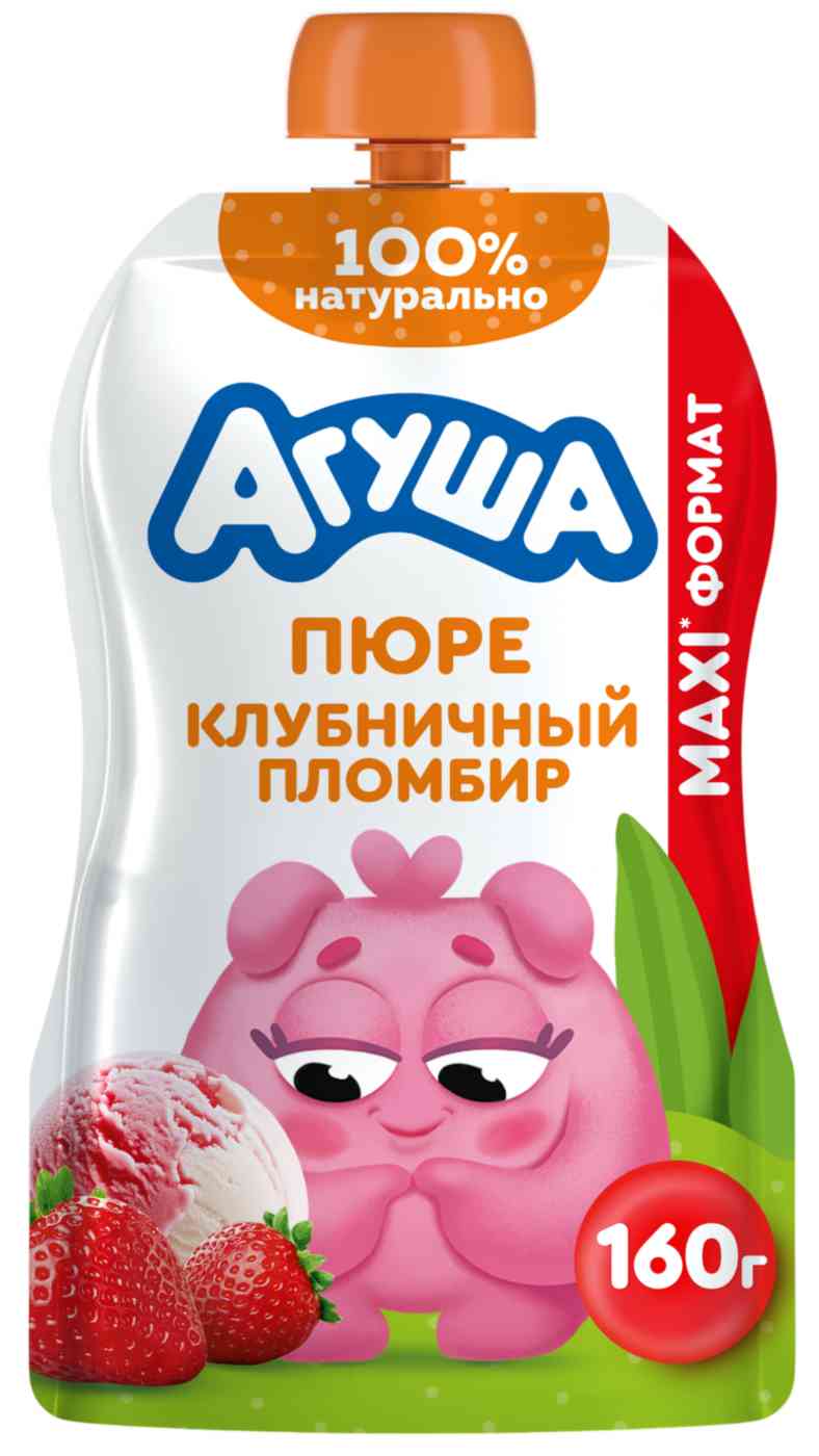 Пюре ягодное Агуша клубничный пломбир с 8 месяцев
Пюре ягодное Агуша клубничный пломбир с 8 месяцев