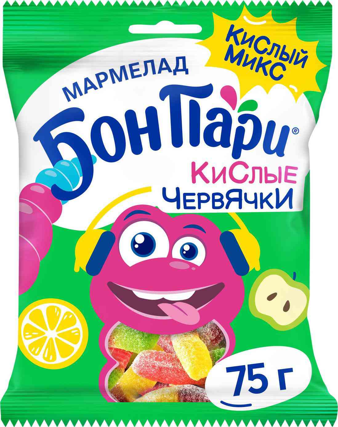 Мармелад жевательный Бон Пари Кислые червячки
Мармелад жевательный Бон Пари Кислые червячки