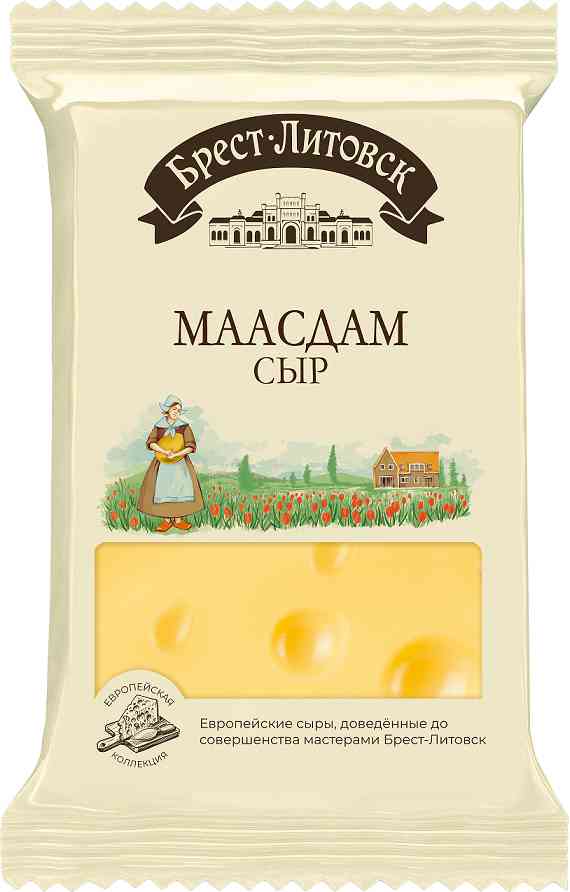 Сыр полутвёрдый Брест-Литовск Маасдам 45% 
Сыр полутвёрдый Брест-Литовск Маасдам 45%
