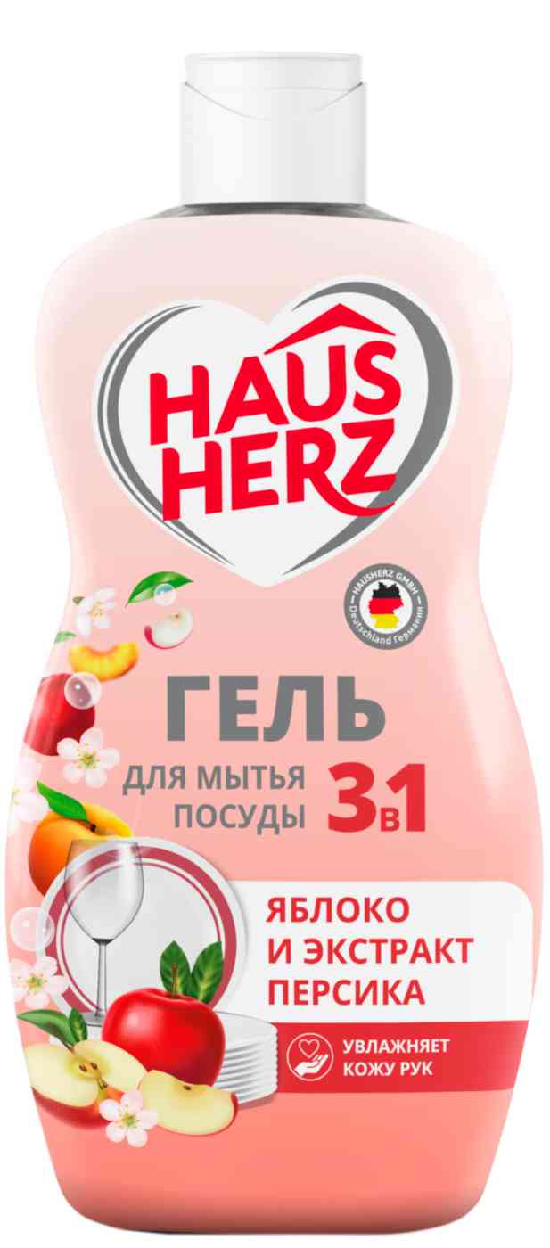 Гель для мытья посуды 3в1 HausHerz яблоко-персик
Гель для мытья посуды 3в1 HausHerz яблоко-персик