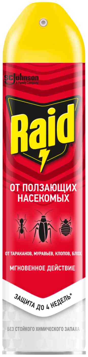 Аэрозоль от ползающих насекомых Raid
Аэрозоль от ползающих насекомых Raid