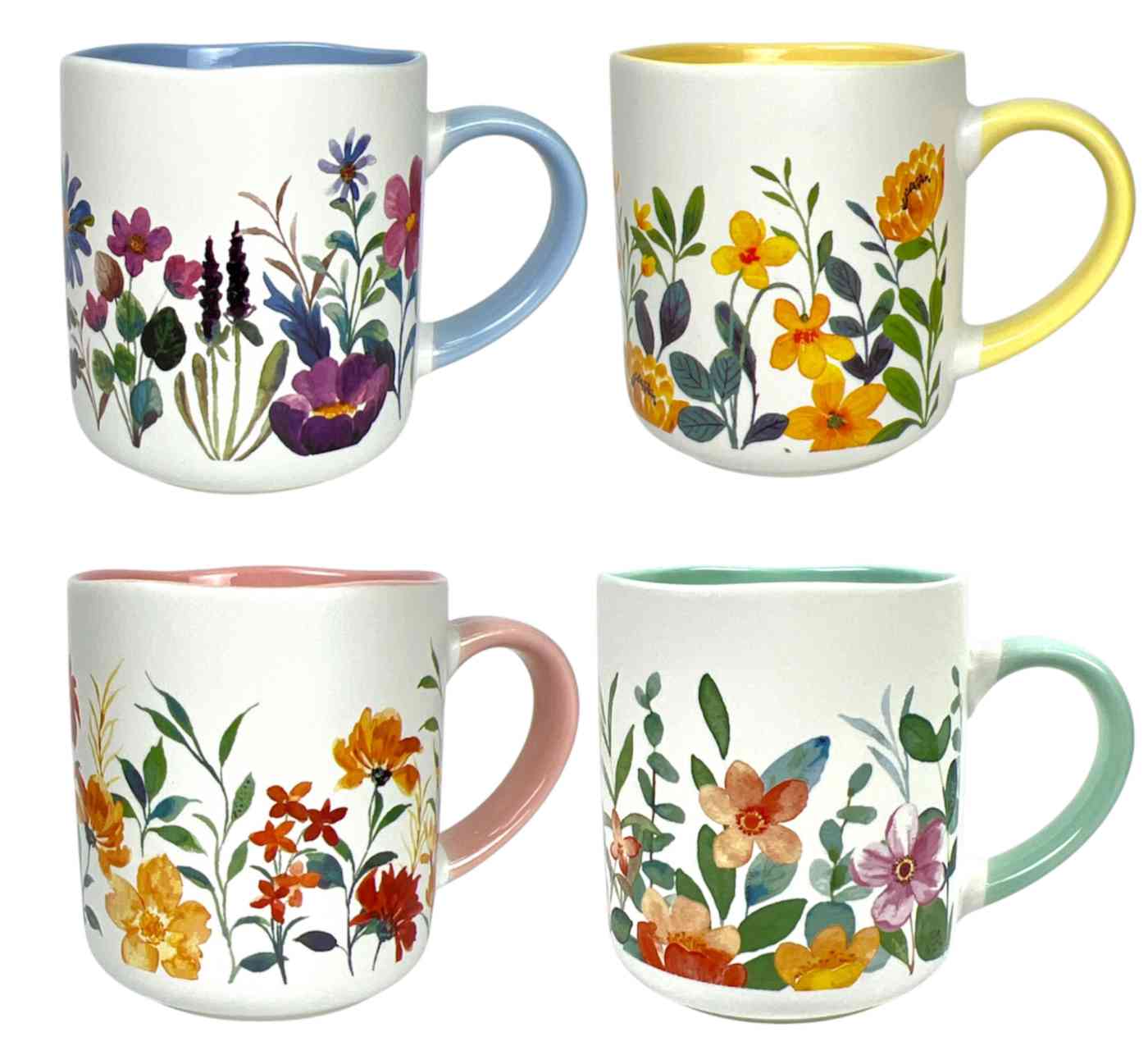 Кружка фарфоровая Полевые цветы белая с рисунком в ассортименте