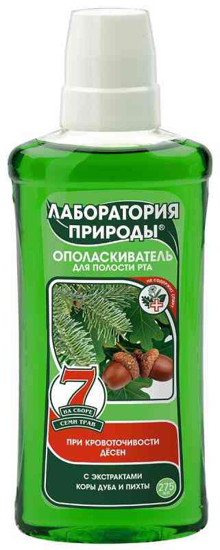 Ополаскиватель для полости рта Лаборатория природы При кровоточивости дёсен с экстрактами коры дуба и пихты
Ополаскиватель для полости рта Лаборатория природы При кровоточивости дёсен с экстрактами коры дуба и пихты