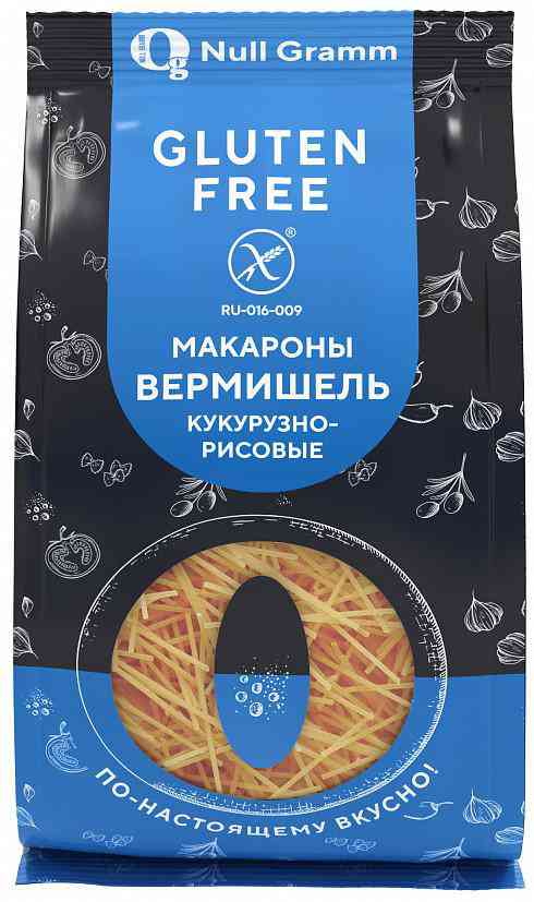 Макаронные изделия кукурузно-рисовые Ноль Грамм Вермишель без глютена
Макаронные изделия кукурузно-рисовые Ноль Грамм Вермишель без глютена