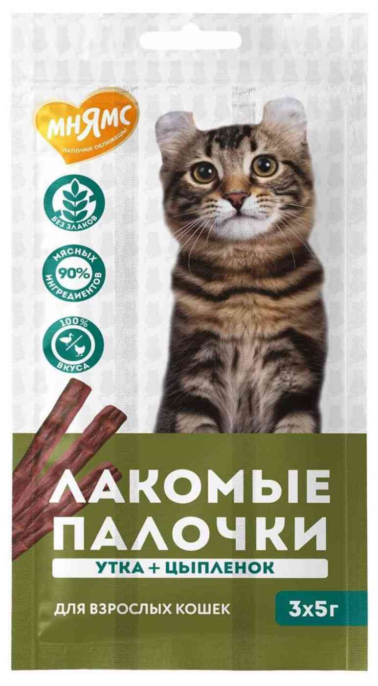 Лакомство для кошек Мнямс лакомые палочки цыпленок-утка
Лакомство для кошек Мнямс лакомые палочки цыпленок-утка
