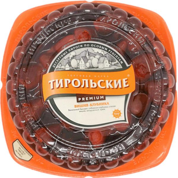 Пирог бисквитный Тирольские пироги Вишня-клубника, 600г