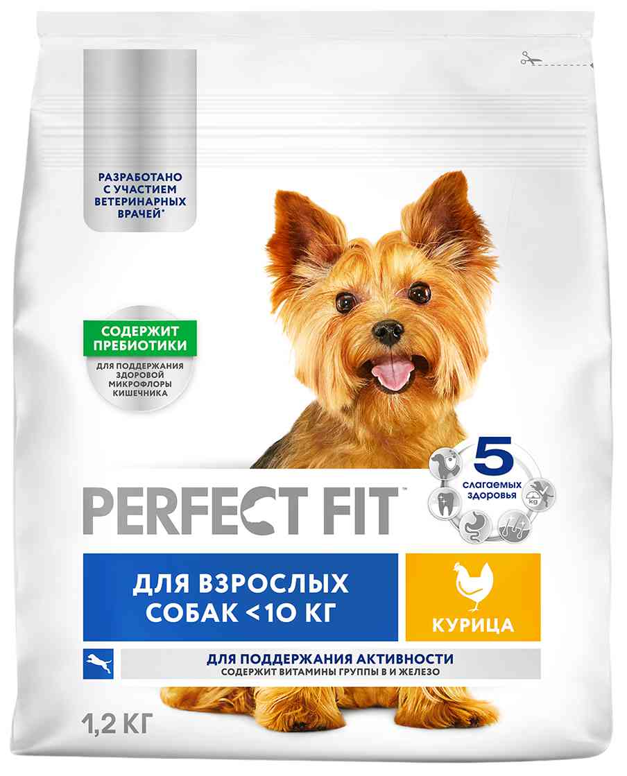

Сухой корм для собак мелких и миниатюрных пород Perfect Fit Для поддержания активности курица