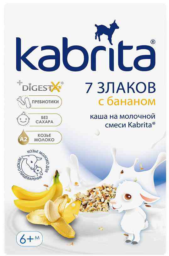 

Каша на козьем молоке Kabrita 7 злаков банан с 6 месяцев