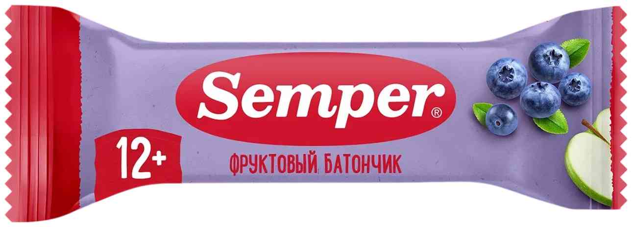

Батончик фруктовый Semper яблоко-черника с 12 месяцев