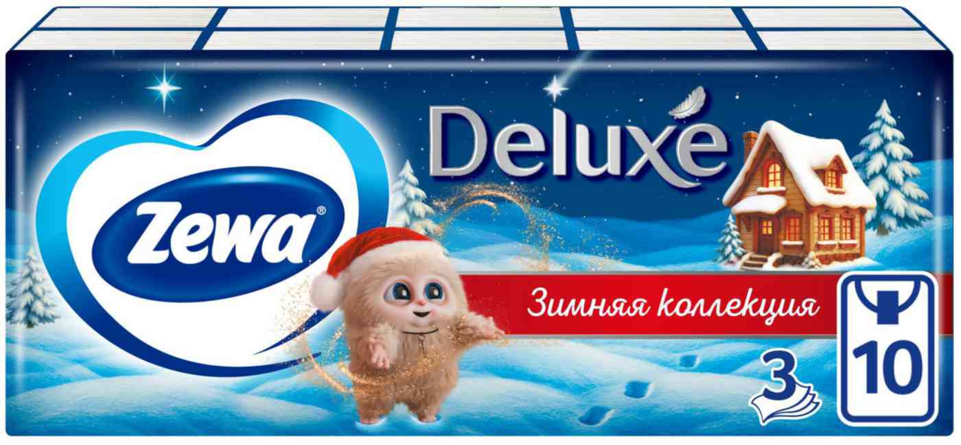 Платочки бумажные носовые Zewa Deluxe 3 слоя 170₽