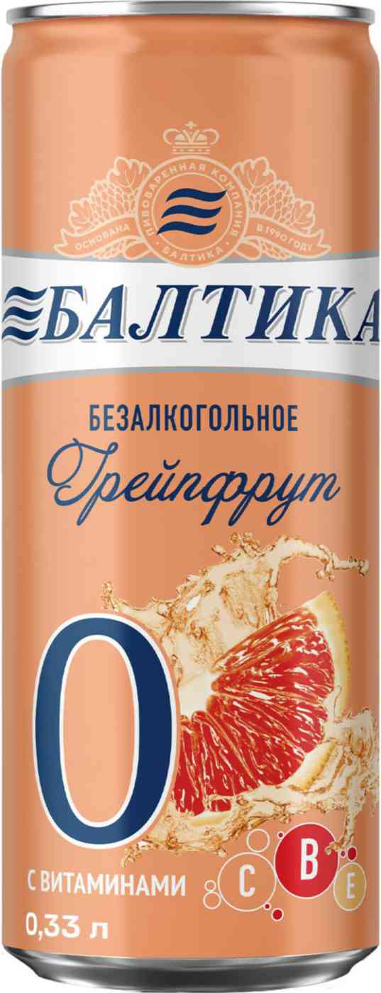 

Пивной напиток безалкогольный Балтика Освежающий грейпфрут светлый нефильтрованный