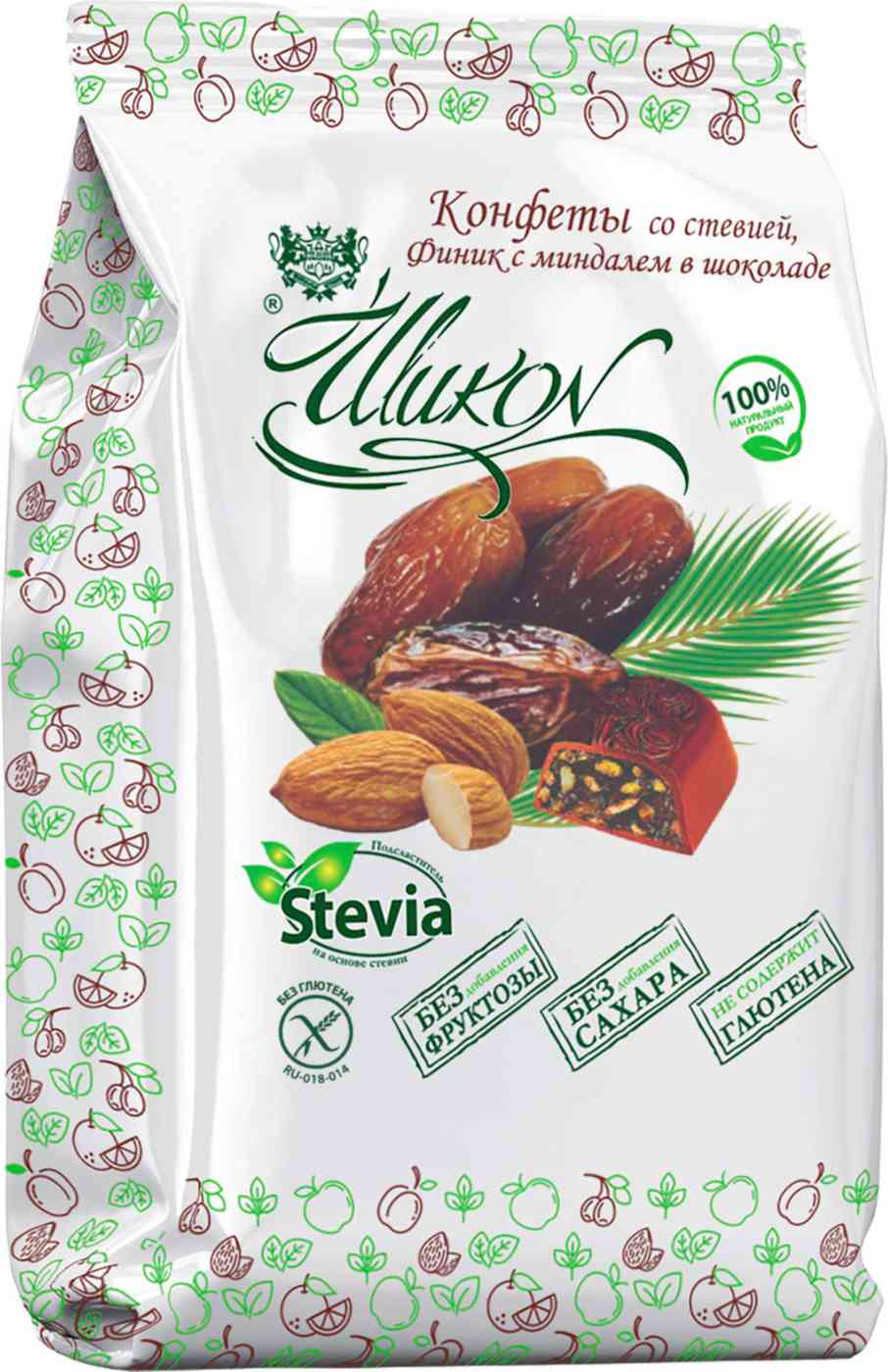 Конфеты Шикон финик-миндаль в шоколаде со стевией