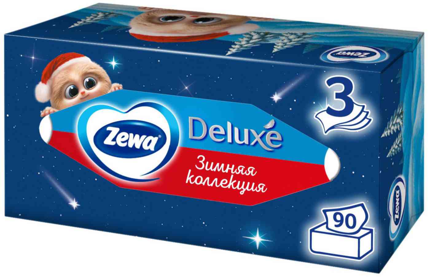 Салфетки бумажные в коробке Zewa Deluxe Design 3 слоя 182₽