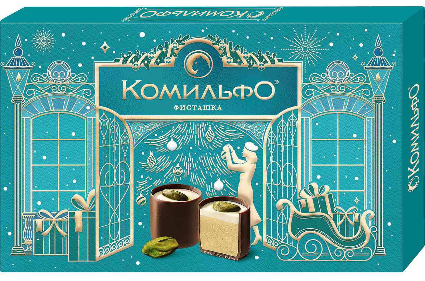 

Конфеты шоколадные с двухслойной начинкой Комильфо Фисташка