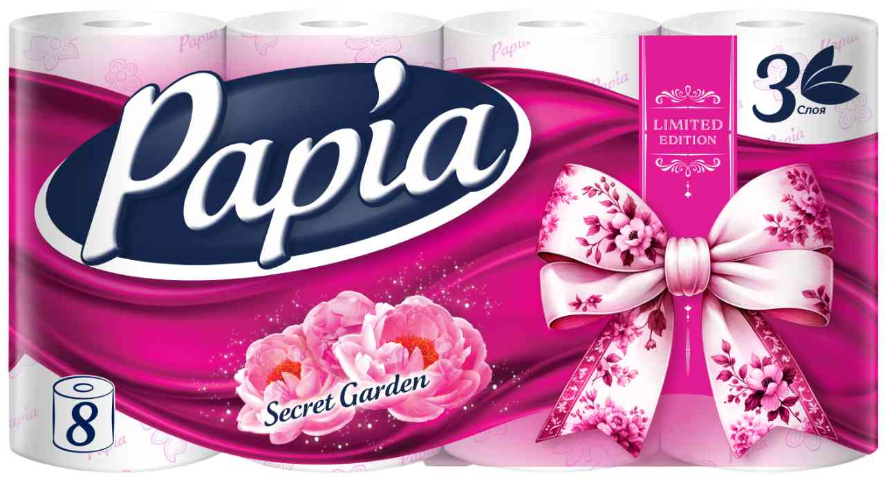 

Туалетная бумага Papia Secret Garden 3 слоя