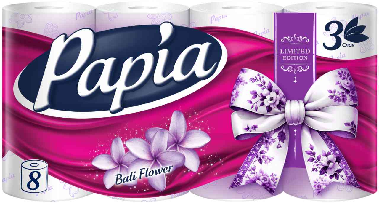 

Туалетная бумага Papia Балийский цветок 3 слоя