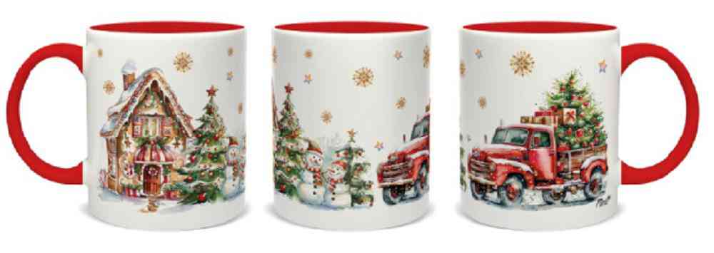 

Кружка керамическая Пряничный домик, цвет белый/красный
