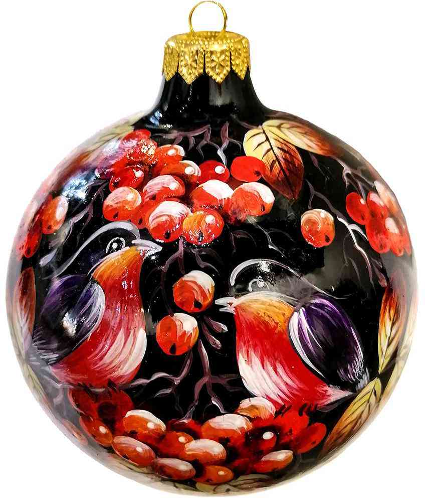 

Ёлочное украшение Evis Шар Снегири, стекло