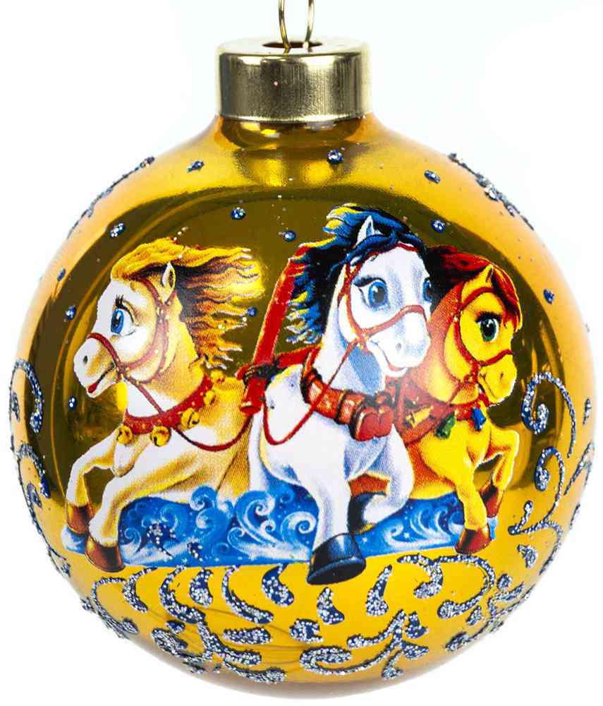 

Ёлочное украшение Evis Шар Тройка, стекло