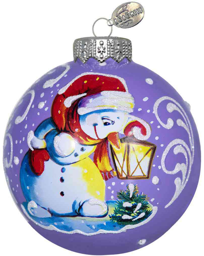 

Ёлочное украшение Коломеев Шар. Снеговик с фонариком, стекло