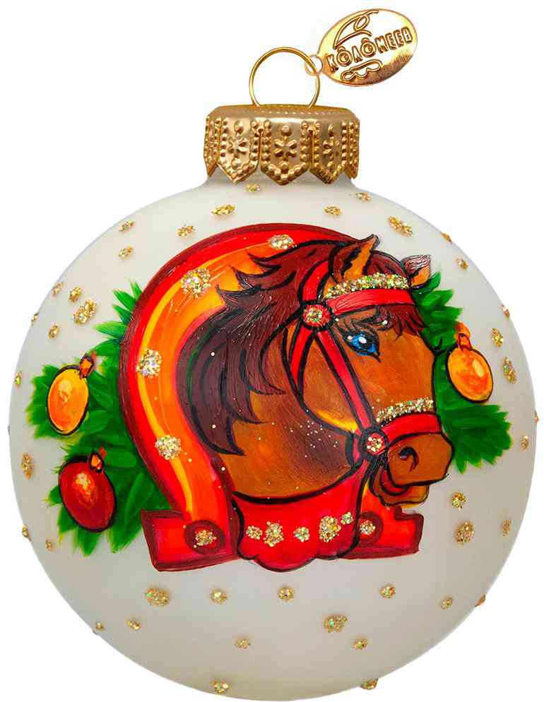 

Ёлочное украшение Коломеев Шар. Лошадка в упряжке, стекло