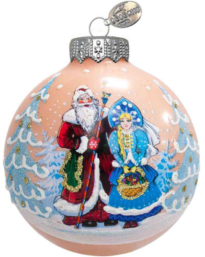 

Ёлочное украшение Коломеев Шар. Дед Мороз со Снегурочкой, стекло