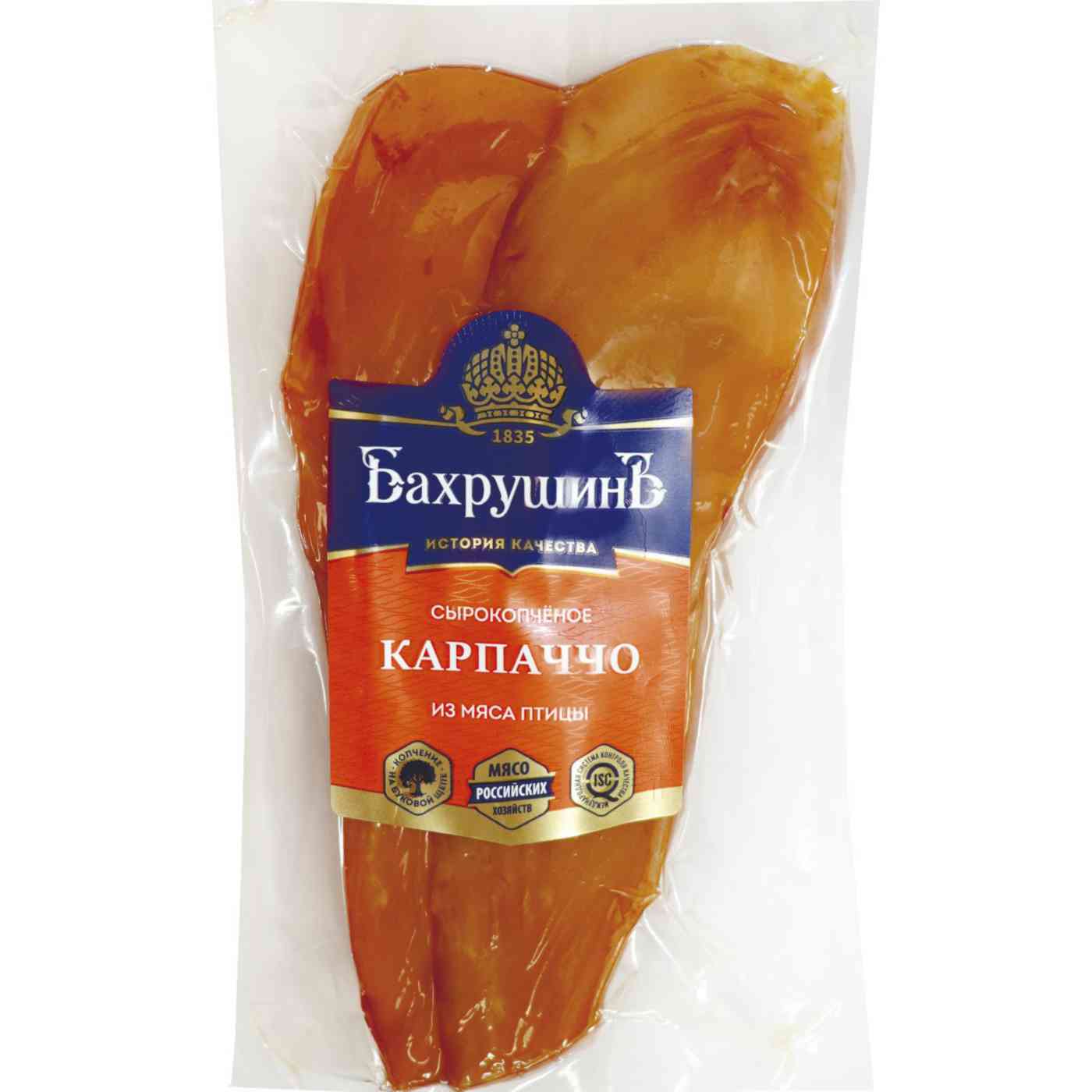 

Карпаччо из мяса птицы сырокопченое БахрушинЪ