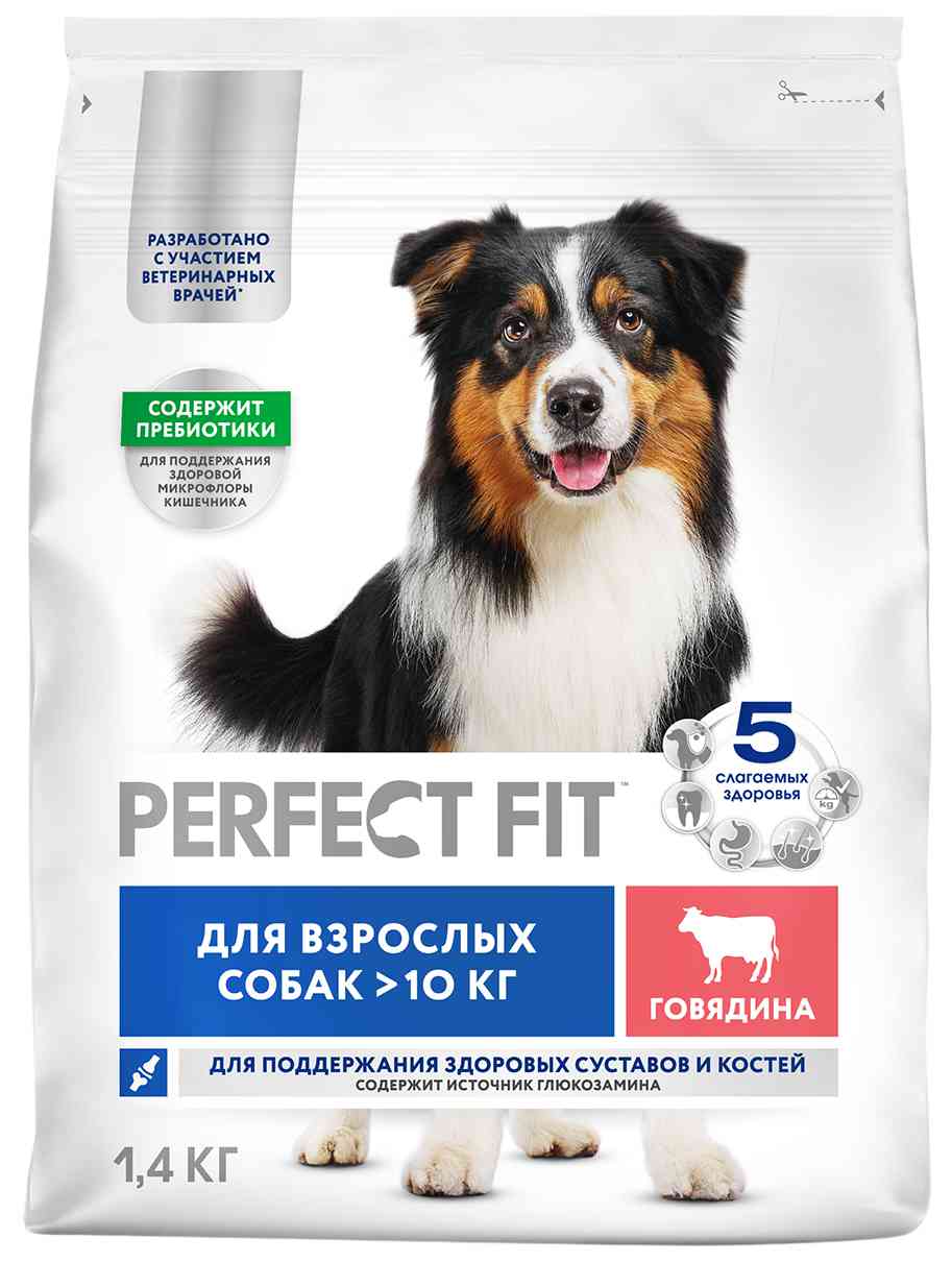 

Сухой корм для собак средних и крупных пород Perfect Fit Для поддержания здоровых суставов и костей говядина