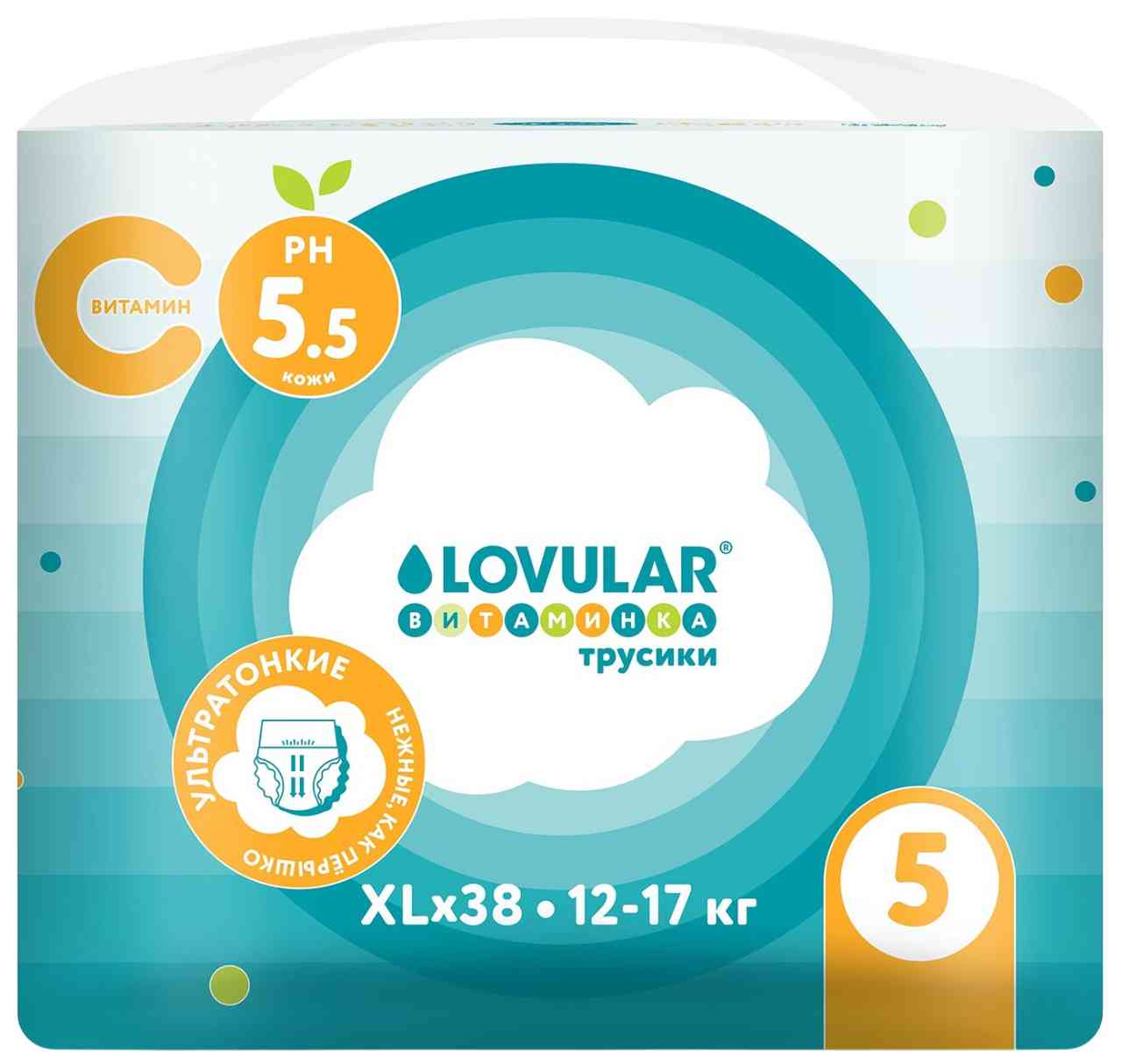 

Трусики-подгузники Lovular Витаминка XL (12-17кг)
