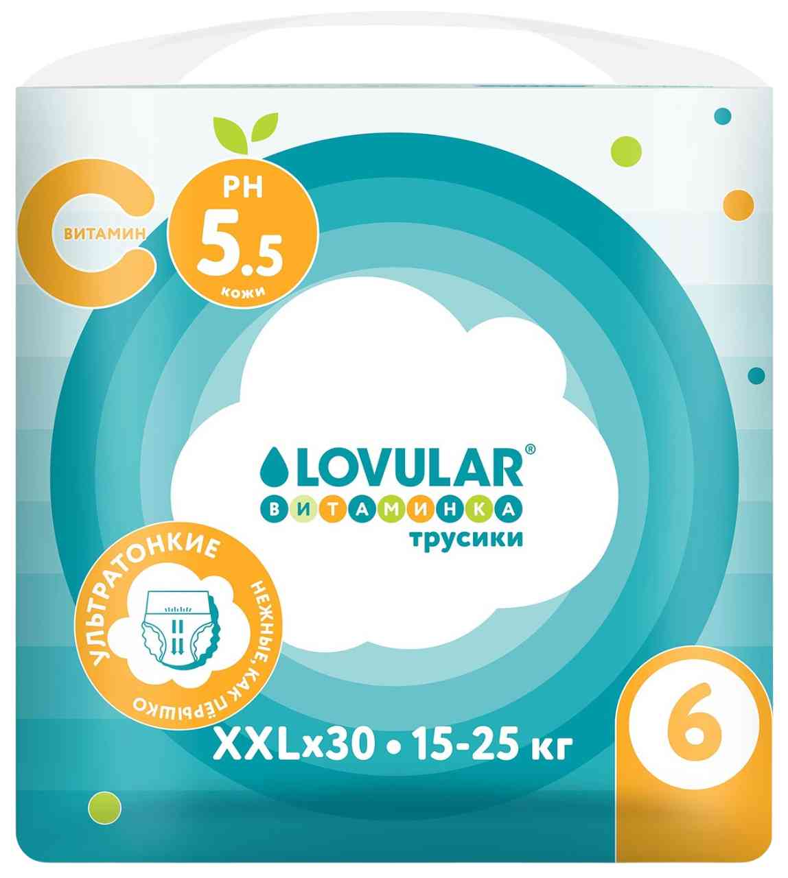 

Трусики-подгузники Lovular Витаминка XXL (15-25кг)