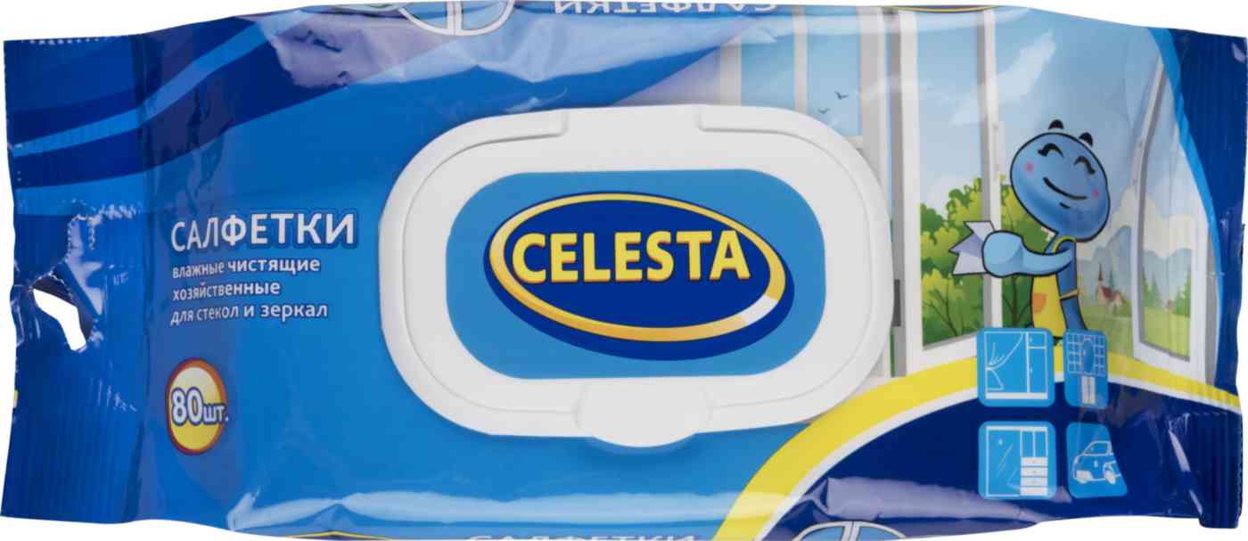 Влажные салфетки для стёкол и зеркал чистящие Celesta 238₽