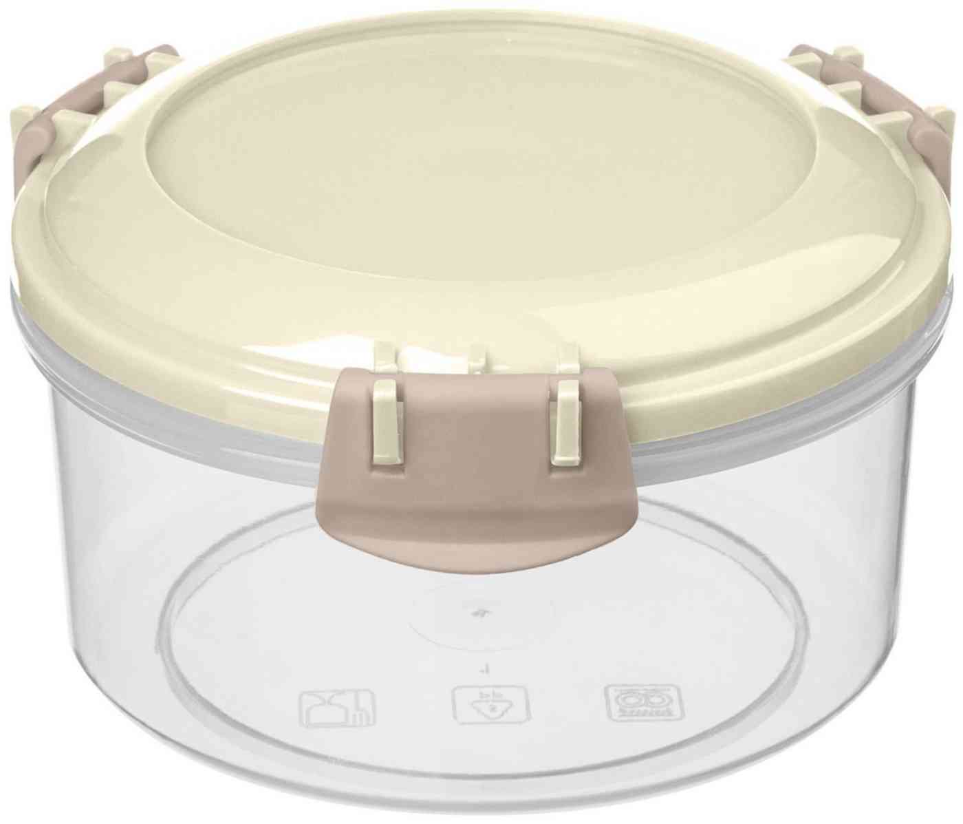 

Контейнер пластиковый Modena круглый с защелками, цвет светло-бежевый