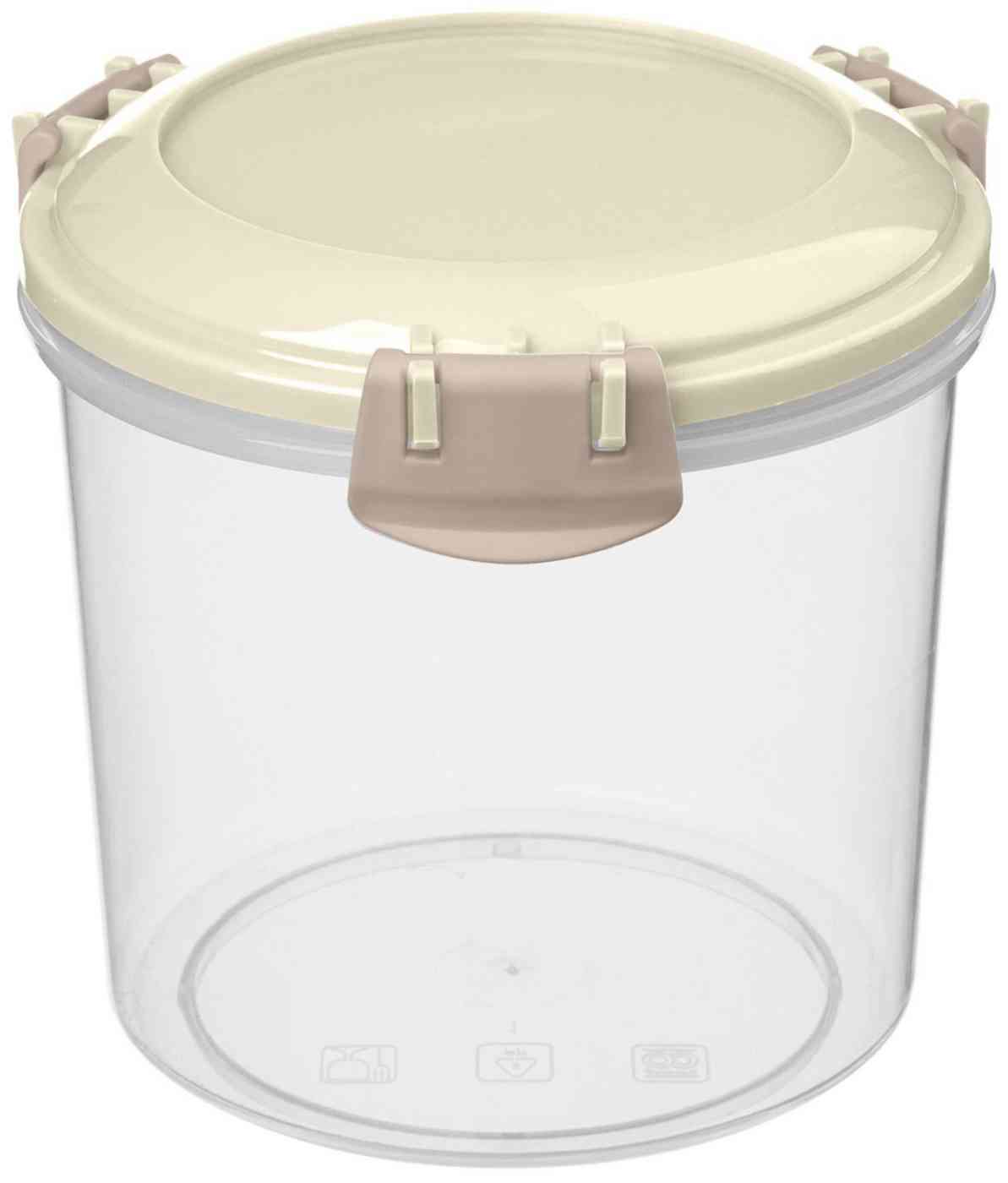 

Контейнер пластиковый Homver Modena круглый с защелками цвет светло-бежевый