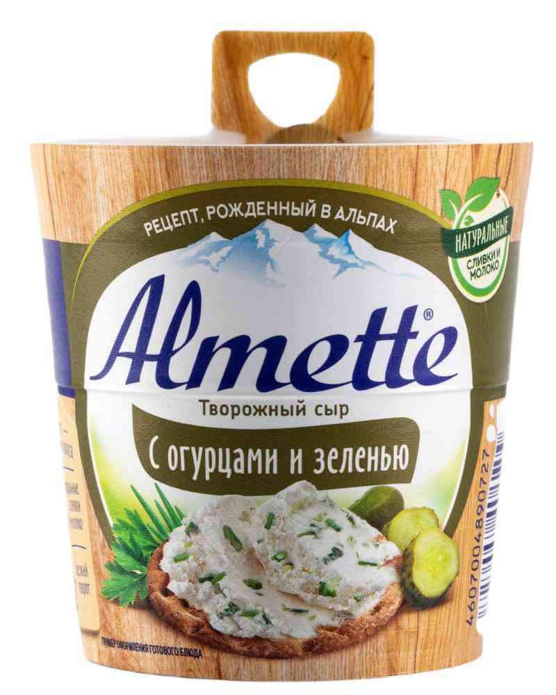 Сыр творожный Almette с огурцами и зеленью 70%, 150 г — купить в Москве в  интернет-магазине «GLOBUS»