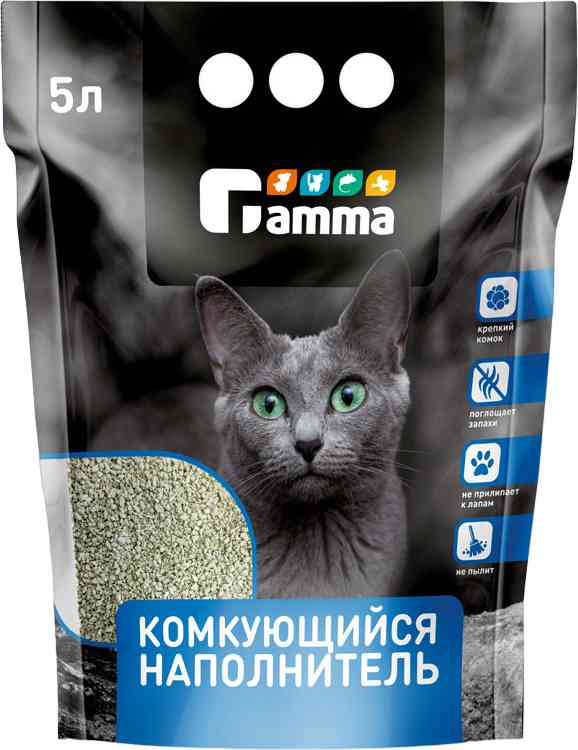 

Наполнитель для кошачьих туалетов комкующийся Gamma