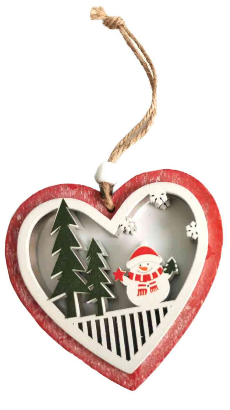 

Ёлочное украшение Сердце со снеговиком в ассортименте