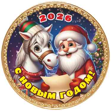 Шоколадная медаль Шоколадный дом Дед Мороз и лошадь