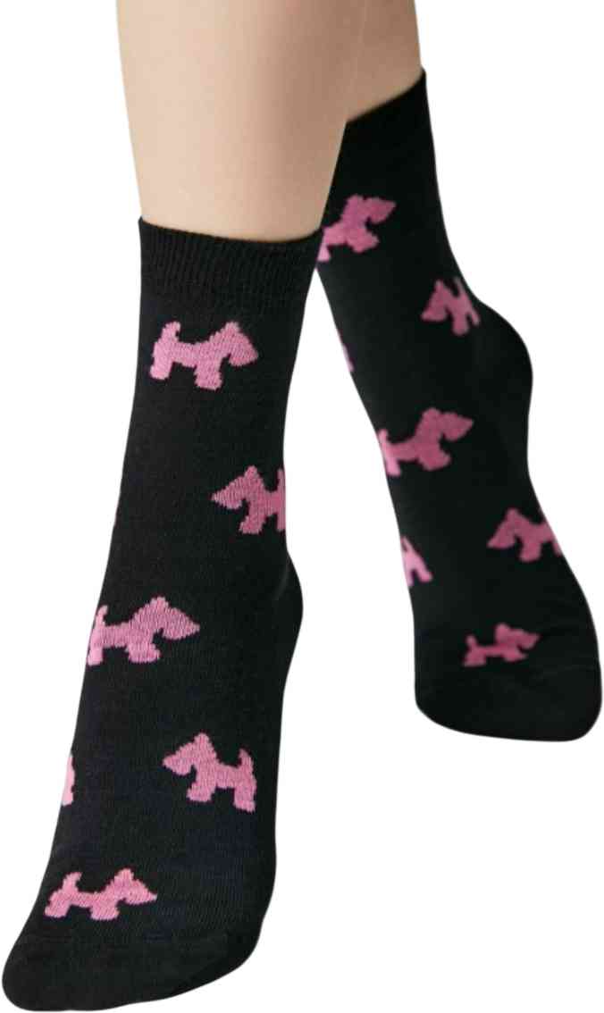 Носки женские рисунок собачки цвет черный 245₽