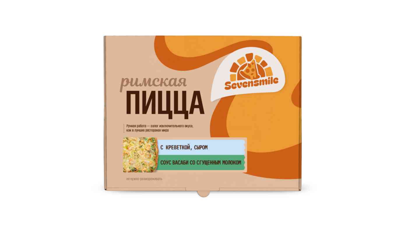 Пицца Римская с креветкой сыром васаби и сгущенным молоком Sevensmile 510₽