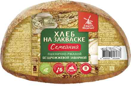 Хлеб ржано-пшеничный заварной бездрожжевой на закваске Семейный 76₽