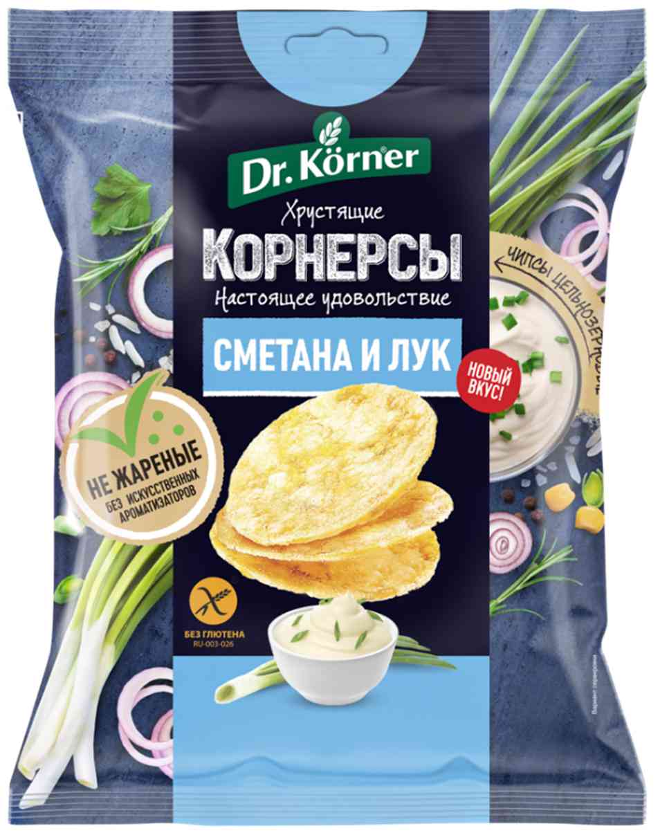 

Чипсы цельнозерновые Dr. Körner Сметана и лук