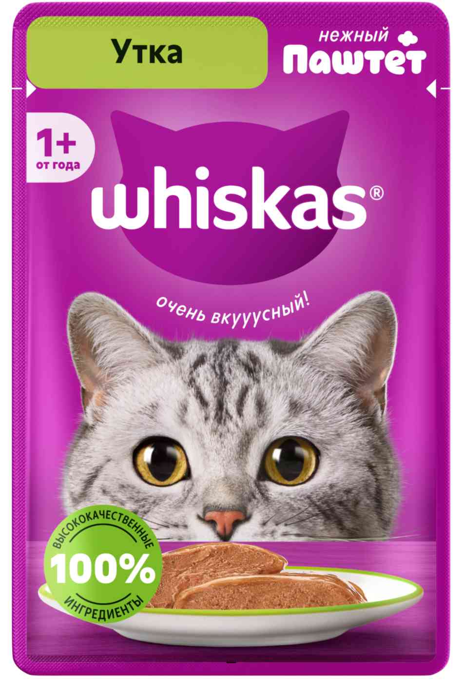 

Влажный корм для кошек Whiskas утка паштет