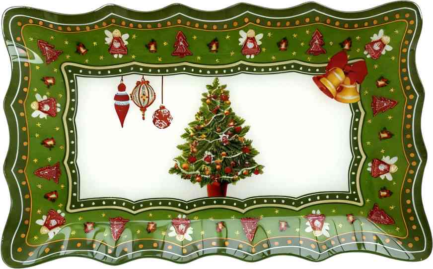 

Блюдо стеклянное новогодняя Ель