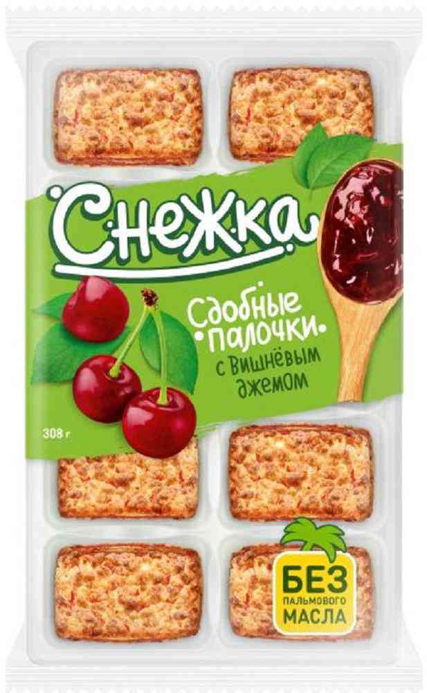 

Сдобные палочки Снежка с вышнёвым джемом
